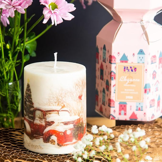 Scented Pillar Candle For Home Decor & Christmas Magnolia